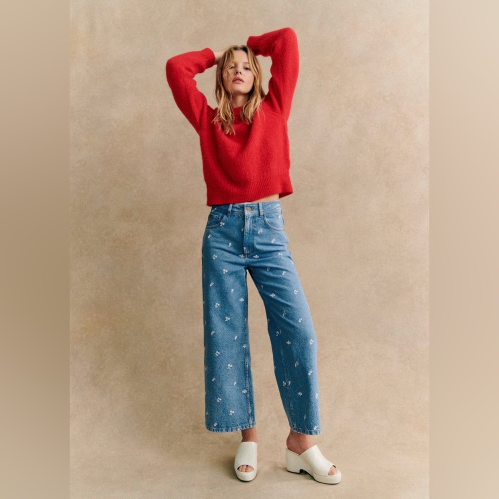 BNWT Sezane Otto Jumper L True Red